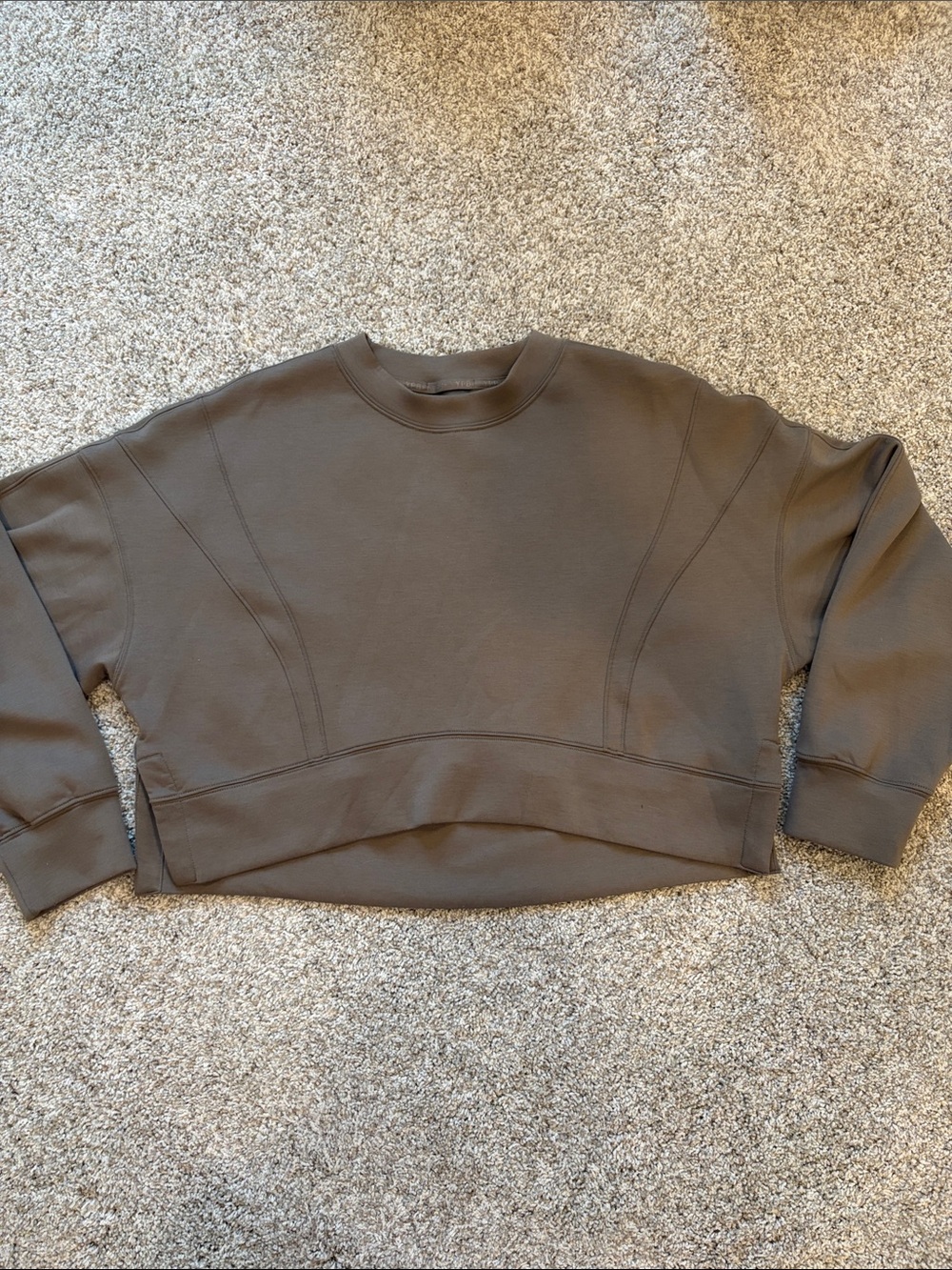 YPB Crewneck Crop Sweater in Dark Taupe